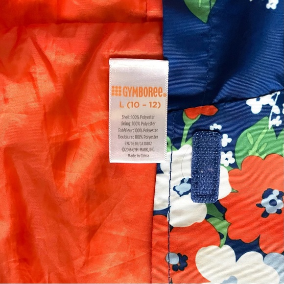 Blue Floral Gymboree Hooded Rain Coat Size 11-12 - Picture 5 of 6